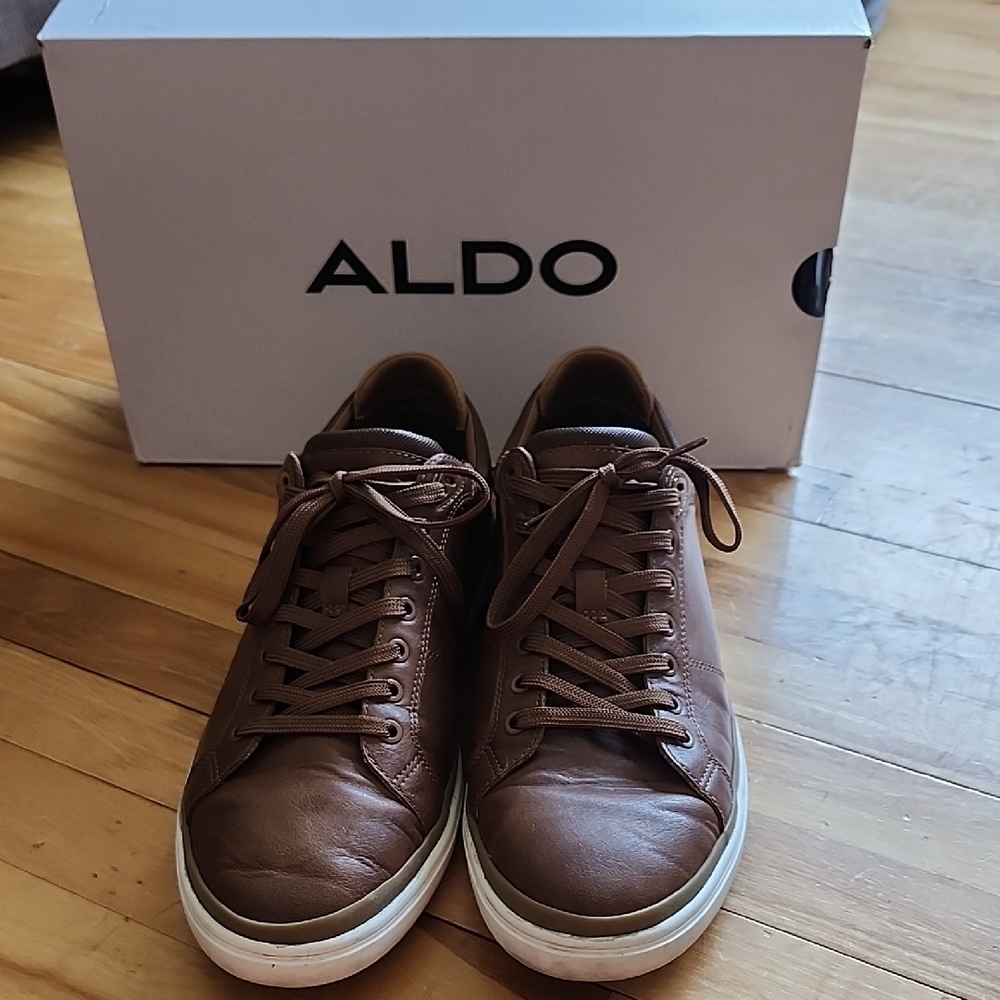 Aldo Brown Leather Casual Sneakers